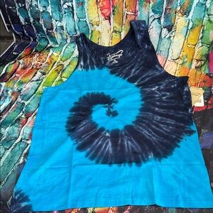 U.S Vintage brand Blue & Black Spiral Tie-Dye Tank Top XL